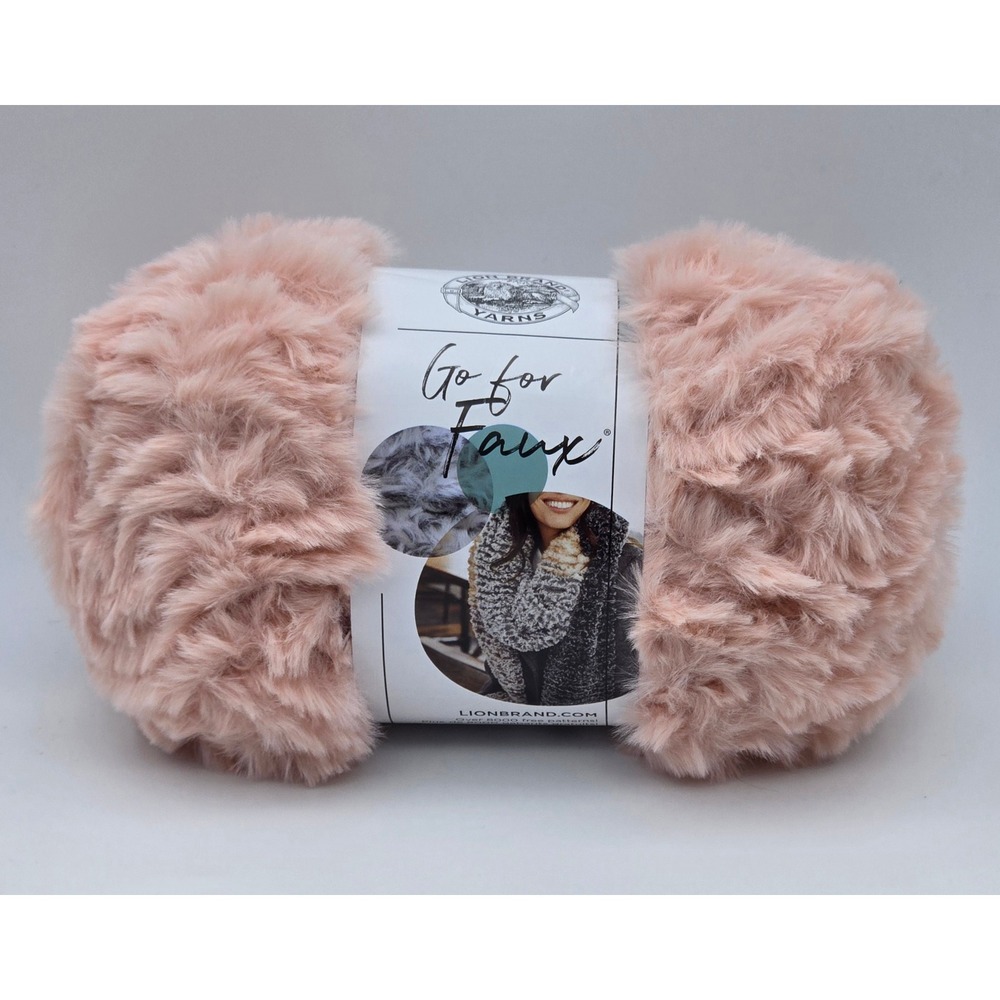 Lion Brand Go For Faux Yarn Pink Poodle Super Bulky 100g Polyester Furry Pink